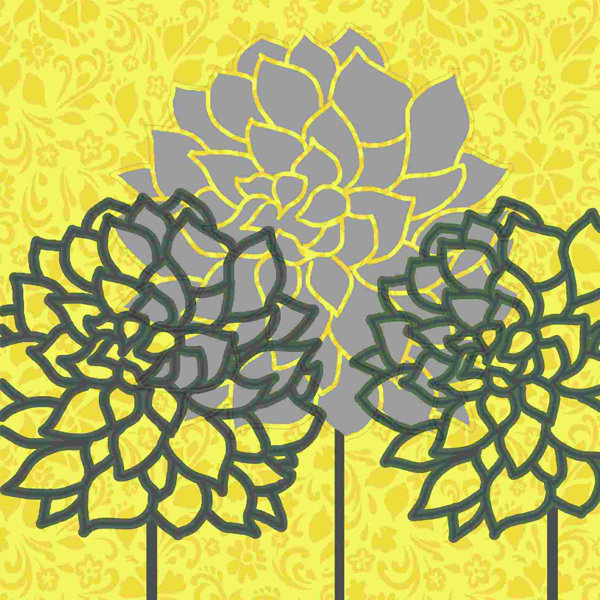 Winston Porter Yellow Grey Wrapped Canvas Print Wayfair